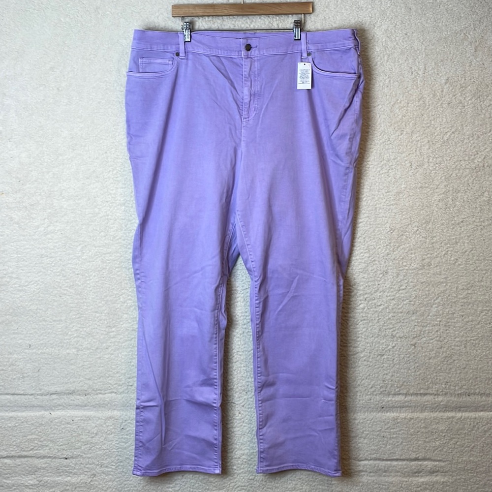 NWT Lands End Womens Light Amethyst High Rise Straight Jean Stretch Pants 26W32